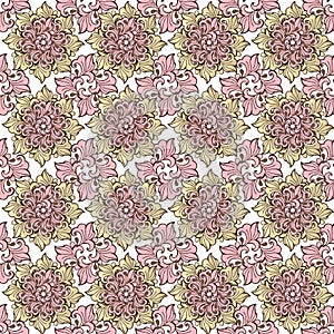 Elegance Seamless pattern with floral background. Decorative ornament in pink pastels for fabric