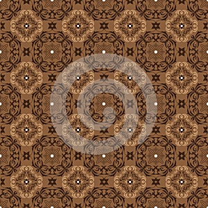 Elegance seamless pattern on Solo batik with flower motifs and simple brown color design