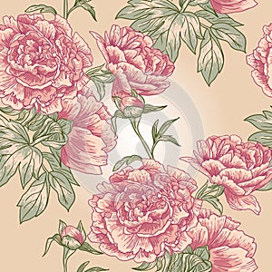 Elegance Seamless peony pattern