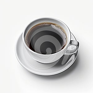 Elegance in Simplicity: A White Cup of Black Coffee on a White Table