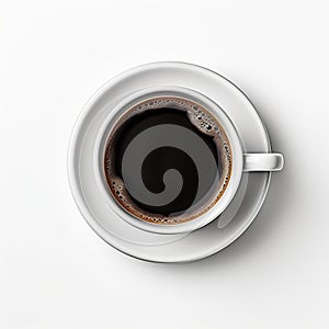 Elegance in Simplicity: A White Cup of Black Coffee on a White Table