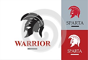 elegance spartan warrior knight head logo in three variant