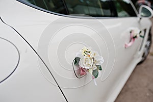 Elegance wedding limousine car with floral decoration