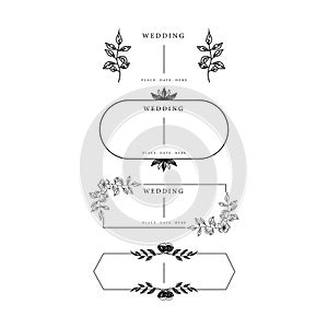 Elegance wedding monograms set design isolated on white background