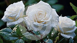 Elegance white rose Adorned with Morning Dew