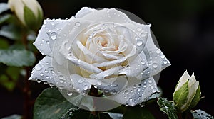 Elegance white rose Adorned with Morning Dew