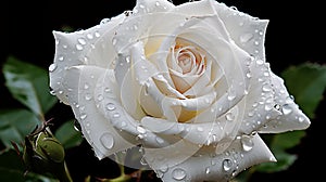 Elegance white rose Adorned with Morning Dew