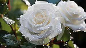 Elegance white rose Adorned with Morning Dew