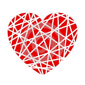 Elegancy red heart in a spider web - for stock photo