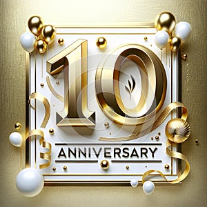 Elegant 10th Anniversary with Golden Balloons