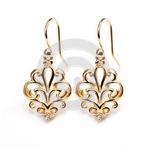 Elegant 18k Gold Filigree And Diamond Earrings Inspired By Arabesque Scroll