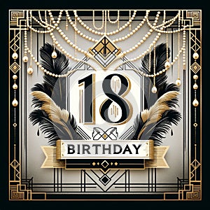 Elegant 18th Birthday Art Deco Banner Design