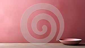 Elegant 3d Rendering Of Bowl On Pink Wall With Chiaroscuro