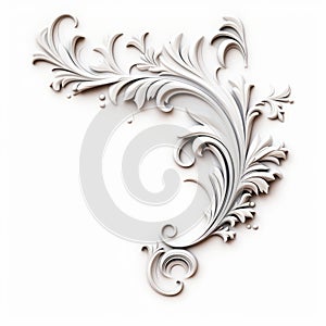 Elegant 3d White Floral Flourish With Rococo Ornamentation