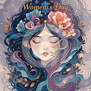 Elegant Abstract Art Celebrating International Women\'s Day â Symbolizing Creation, Life & Existence photo