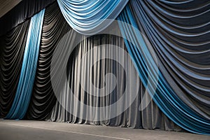 Black dark gray blue abstract background with fabric folds photo