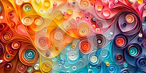 elegant abstract background in quilling, displaying skill and creativity in crafting paper patterns and ornaments,perfect for
