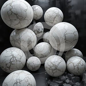 Abstract Marble Spheres Composition