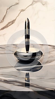 Elegant Abstract Corporate Logo on Sleek Marble Desk