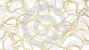 Abstract golden flowing lines on a white background art