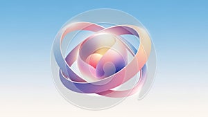 Abstract interlocking rings with a glowing core on a light blue background