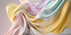 elegant abstract flowing satin silk fabric background. pastel colours. Generative ai