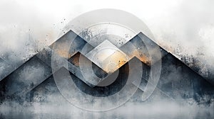 Soft Gray Watercolor Geometric Shapes Background photo