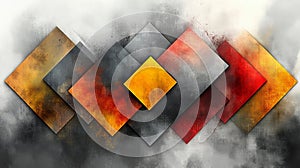 Soft Gray Watercolor Geometric Shapes Background photo