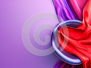 Elegant Abstract Red and Purple Silk Fabric Flowing on Gradient Background for Creative Design Use