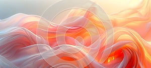 Elegant abstract silk waves of peach, red color on a white background. AI artificial intelligence image