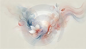 Elegant Abstract Watercolor Art - Delicate Floral Backgrounds in Soft Pastel Colors with Gentle Brushstrokes and Fluid Forms photo