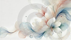 Elegant Abstract Watercolor Art - Delicate Floral Compositions in Soft Pastel Colors with Gentle Brushstrokes and Fluid Forms photo