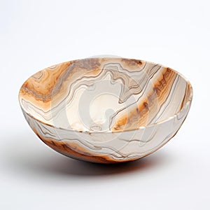 Elegant Agateware Ceramic Bowl With Marbled Patterns Design
