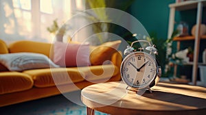 Elegant Alarm Clock on Table photo