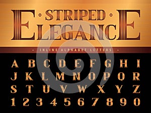 Elegant Alphabet Letters & numbers,Triple Line Stripes fonts