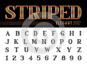 Elegant Alphabet Letters & numbers,Triple Line Stripes fonts