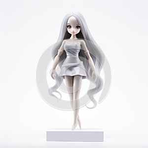 Elegant Anime Figure With Long White Hair And White Dress