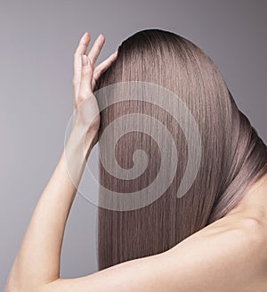 Elegant anonymous shot of perfect purple hair after salon care.