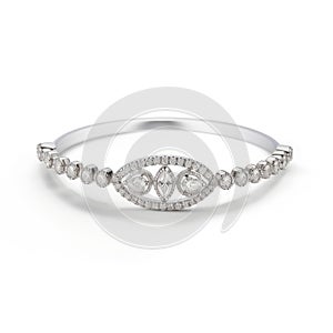 Elegant Antique Diamond Bangle With Natural And Man-made Elements