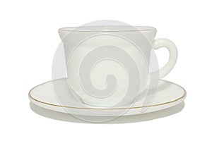 Elegant antique tea cup and saucer. For coffee and tea. On a white background