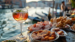 Elegant Aperitif by Venetian Canal: Spritz and Appetizers