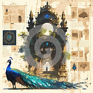 Elegant Architecture and Peacock Fantasy