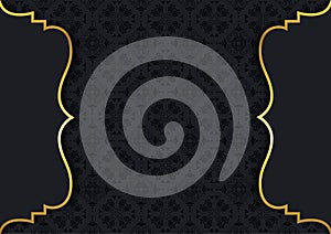 Elegant background with damask pattern and gold frames