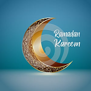 Elegant background for Ramadan Kareem in white and Blue Neon