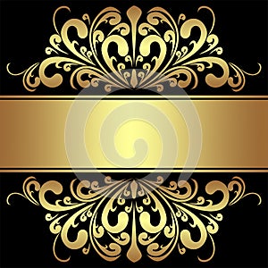 Elegant Background with royal golden Borders and Ribbon.