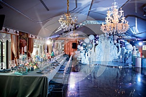 Elegant banquet hall for a wedding party