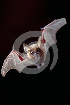 Elegant bat gracefully soaring through the dark night sky in a mesmerizing display