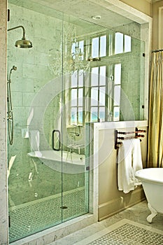 Elegant Bathroom with Glass Shower photo