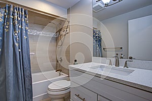 Elegant bathroom with marble bathroom floor.