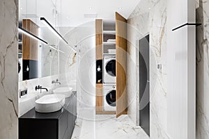 Elegant bathroom with marble floor